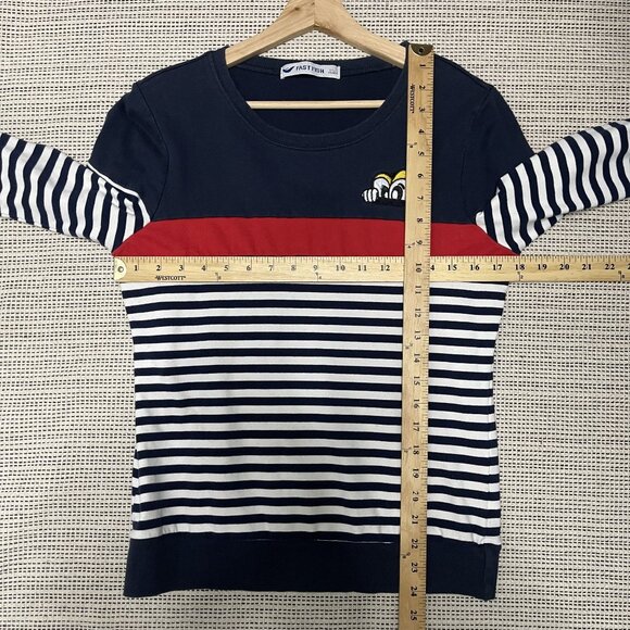 Fast Fish Striped Long-Sleeve Shirt Pullover With Cartoon Detail XXL - Picture 6 of 6